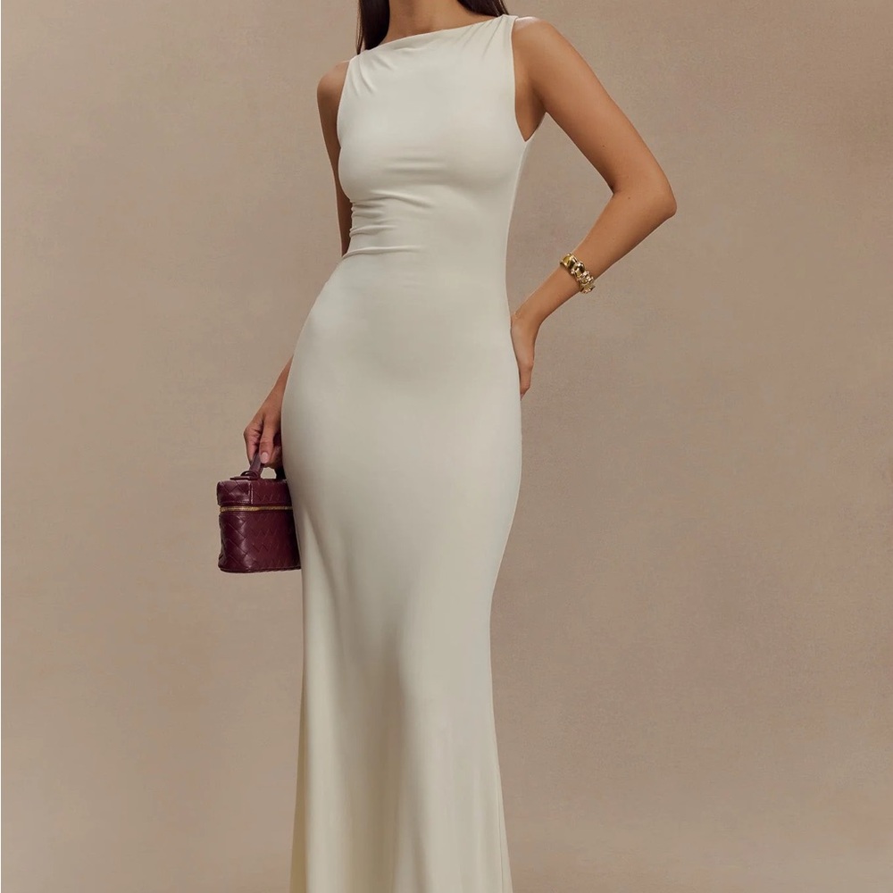 Meshki Cream Asymmetrical Dress